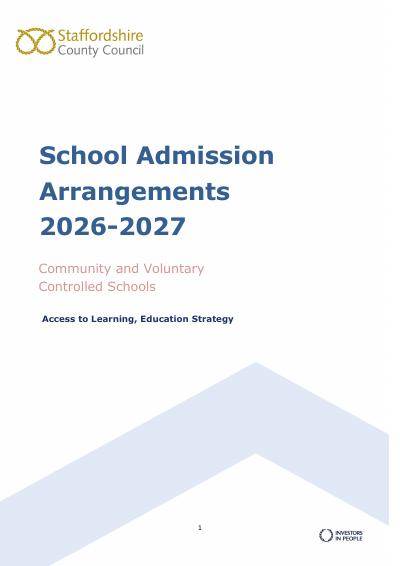 School Admission Arrangements 2026-2027: Community and Voluntary Controlled Schools